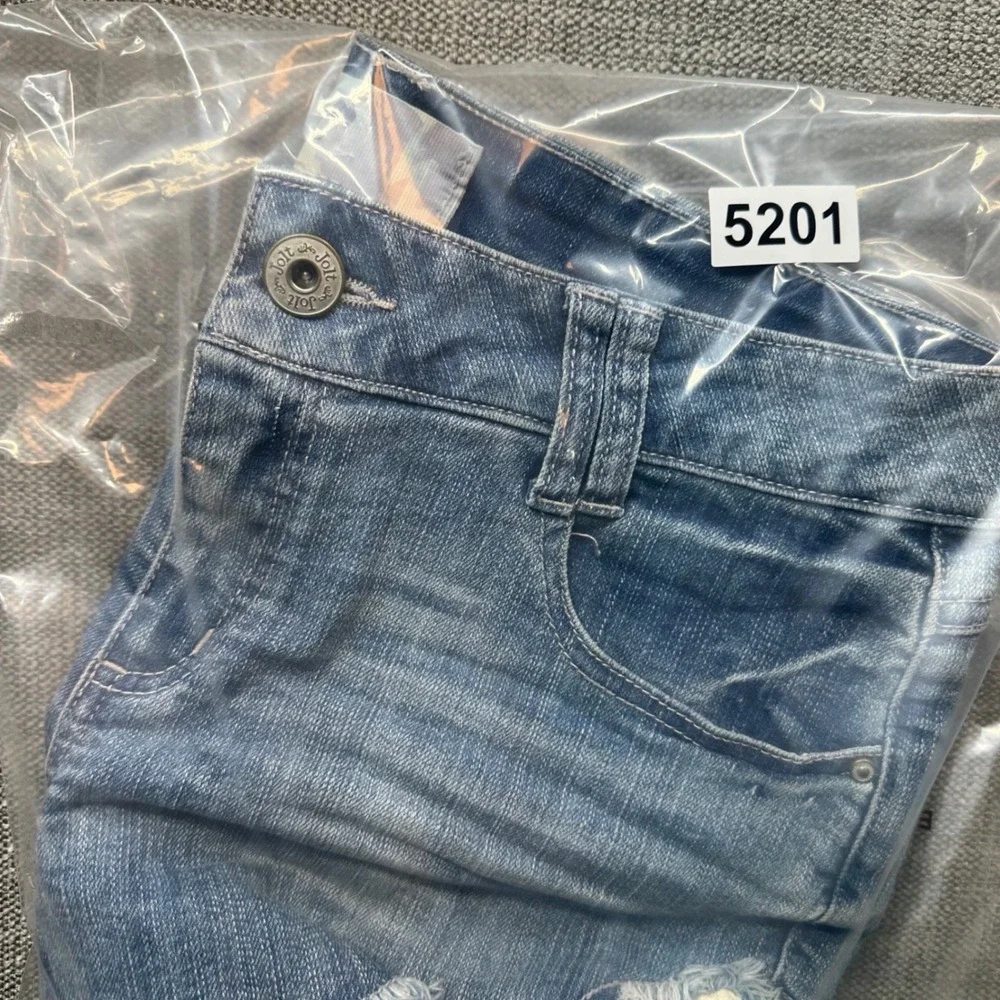 Jolt Denim‎ Shorts Women 11 Blue Lace Crochet Frayed Hem Boho Cut-Offs